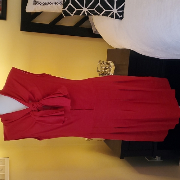 STYLE RED DRESS, NWOT, size 12, red, sleeveless, linen, side zipper. - Picture 2 of 12